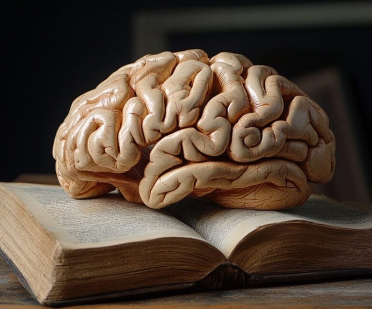 Human brain on a book