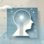 Abstract illustration of a human head with a glowing brain, symbolizing insight, self-assessment, and psychological focus.