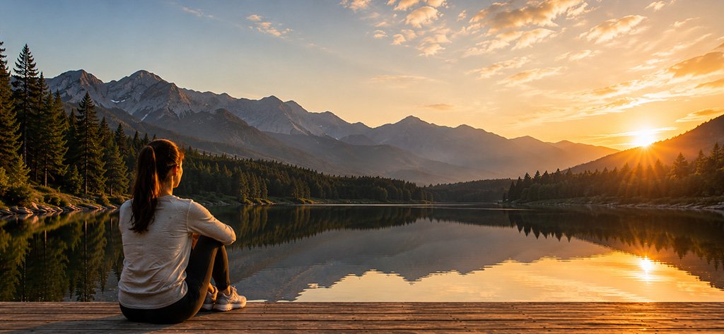 Woman overlooking a mountain lake during In The Zone Skills Training